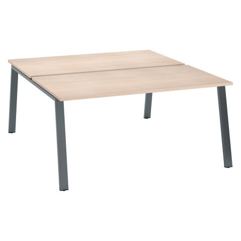Conjunto de 2 mesas Ecla roble claro An 160 x Fon 80 cm patas metal antracitas - elemento inicial