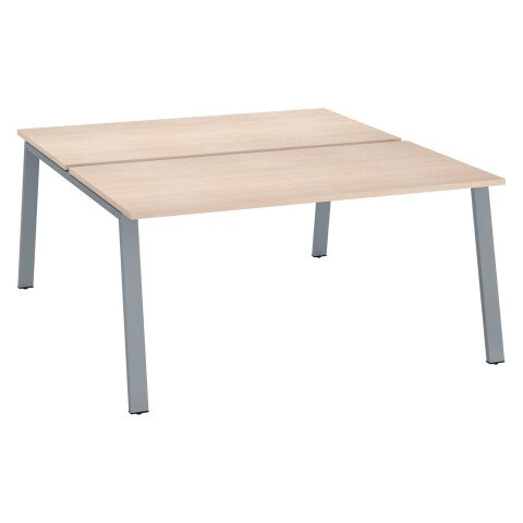 Conjunto de 2 mesas Ecla roble claro An 160 x Fon 80 cm patas metal aluminio - elemento inicial
