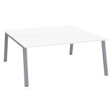 Pôle de 2 bureaux droits blanc L 180 x P 80 cm piétement métal - Arch