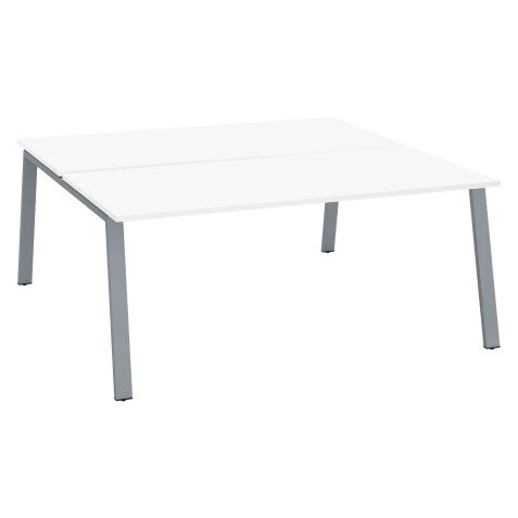 Pôle de 2 bureaux droits blanc L 180 x P 80 cm piétement métal - Arch