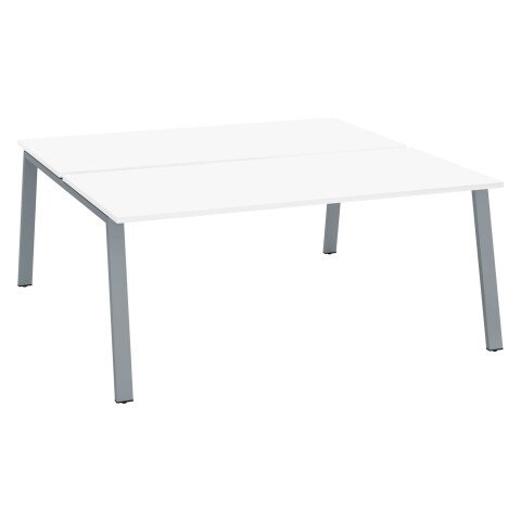 Conjunto de 2 mesas Ecla blancas An 180 x Fon 80 cm patas metal aluminio - elemento inicial