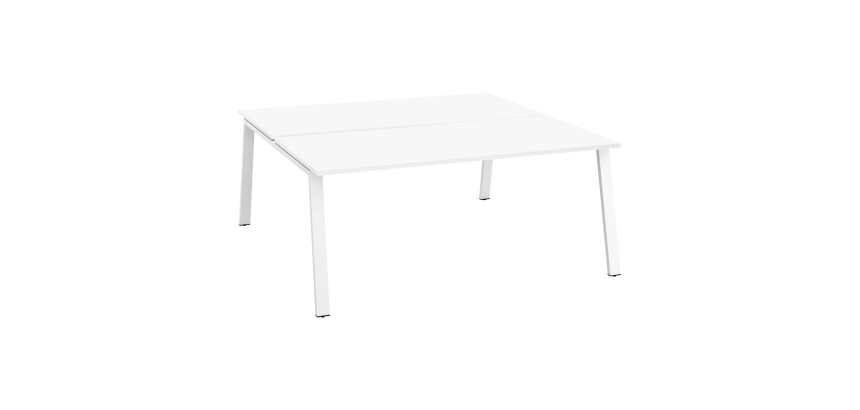 Pôle de 2 bureaux droits blanc L 180 x P 166 cm piétement métal - Arch