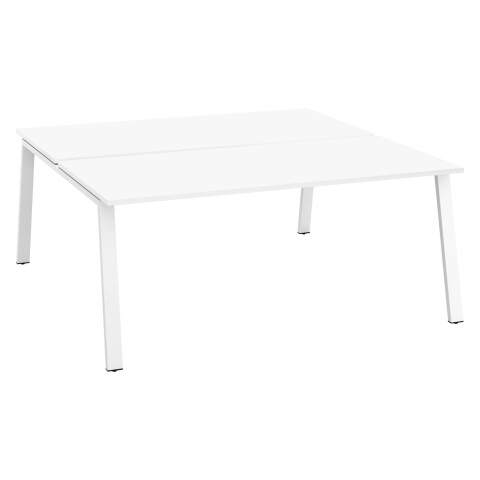 Conjunto de 2 mesas Ecla blancas An 180 x Fon 80 cm patas metal blancas - elemento inicial
