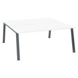Pôle de 2 bureaux droits blanc L 180 x P 80 cm piétement métal - Arch