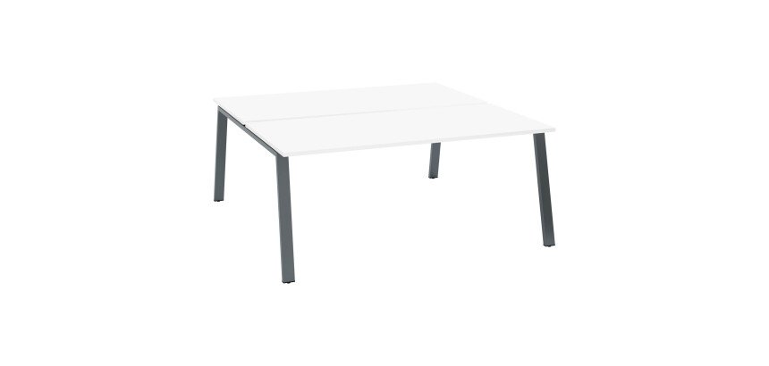 Pôle de 2 bureaux droits blanc L 180 x P 166 cm piétement métal - Arch