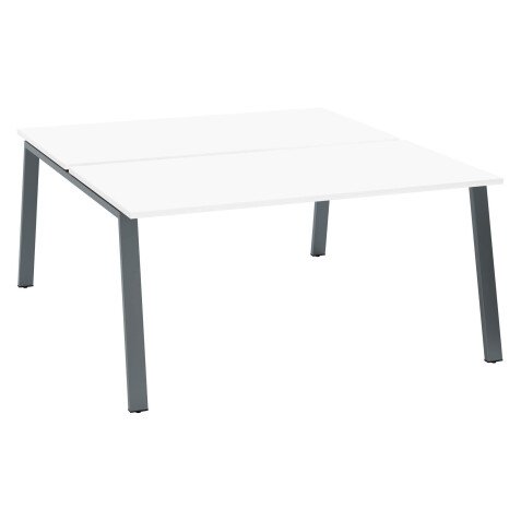 Pôle de 2 bureaux droits blanc L 160 x P 80 cm piétement métal - Arch
