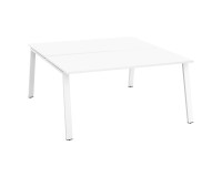 Pack Pol 2 Schreibtische Ecla L 160 x T 80 cm Weißes Metallgestell + Gratis-Schiebeplattenfüße