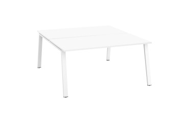 Pack eiland 2 werkposten Ecla L 160 x D 80 cm wit metalen voet + gratis platen voor schuifbladen