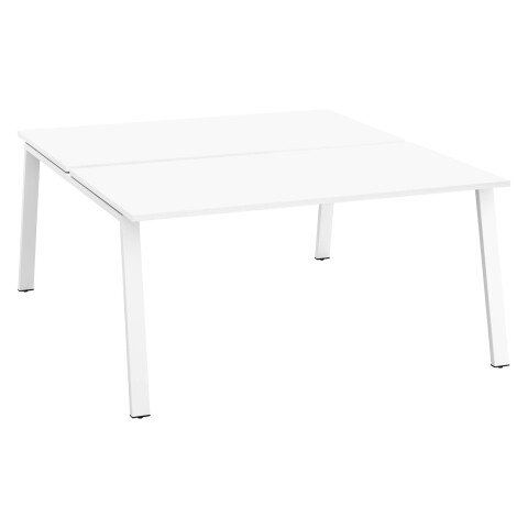 Conjunto de 2 mesas Ecla blancas An 160 x Fon 80 cm patas meta blancas- elemento inicial