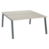 Pôle de 2 bureaux droits chêne gris L 160 x P 80 cm piétement métal - Arch