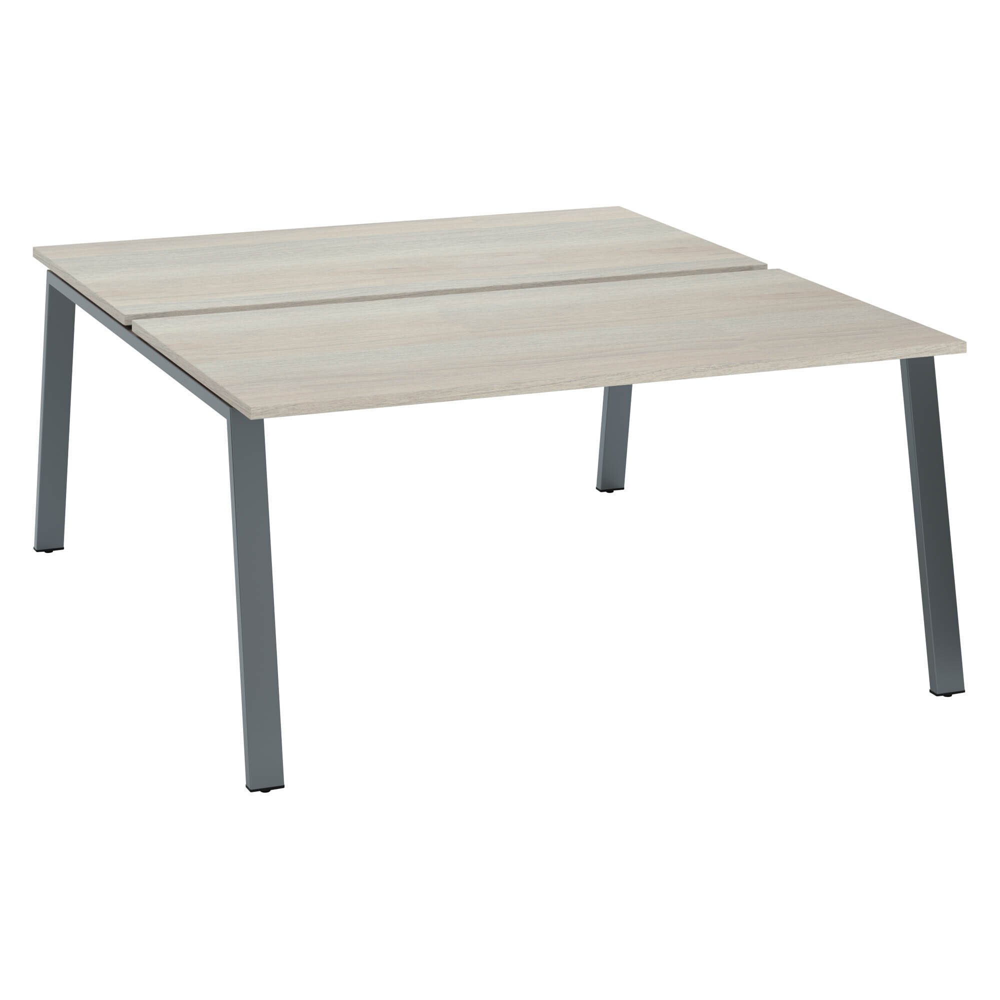 Pôle de 2 bureaux droits chêne gris L 160 x P 80 cm piétement métal - Arch