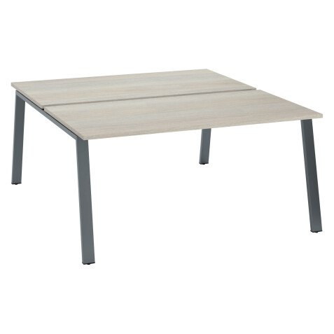 Pôle de 2 bureaux droits chêne gris L 160 x P 80 cm piétement métal - Arch