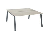 Pack pole de 2 bureaux Ecla L 160 x P 80 cm  piètement métal anthracite + platines pour plateaux coulissants offerts