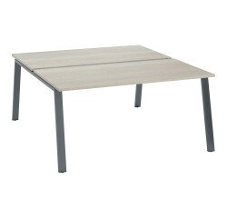 Pôle de 2 bureaux droits chêne gris L 160 x P 80 cm piétement métal - Arch
