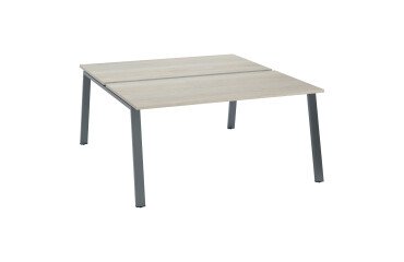 Pack pole de 2 bureaux Ecla L 160 x P 80 cm  piètement métal anthracite + platines pour plateaux coulissants offerts