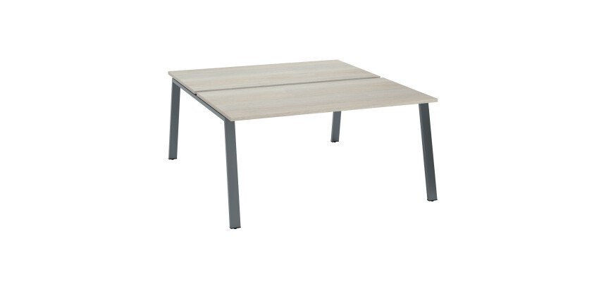 Pôle de 2 bureaux droits chêne gris L 160 x P 166 cm piétement métal - Arch