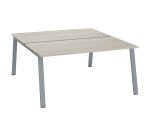 Pôle de 2 bureaux droits chêne gris L 160 x P 166 cm piétement métal - Arch