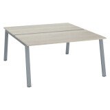 Pôle de 2 bureaux droits chêne gris L 160 x P 80 cm piétement métal - Arch