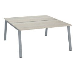 Pôle de 2 bureaux droits chêne gris L 160 x P 166 cm piétement métal - Arch