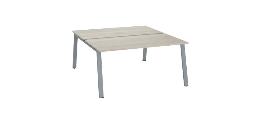 Pôle de 2 bureaux droits chêne gris L 160 x P 166 cm piétement métal - Arch