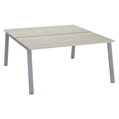 Conjunto de 2 mesas Ecla roble gris An 160 x Fon 80 cm patas metal aluminio - elemento inicial