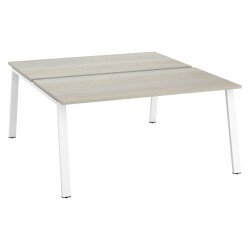 Pôle de 2 bureaux droits chêne gris L 160 x P 80 cm piétement métal - Arch