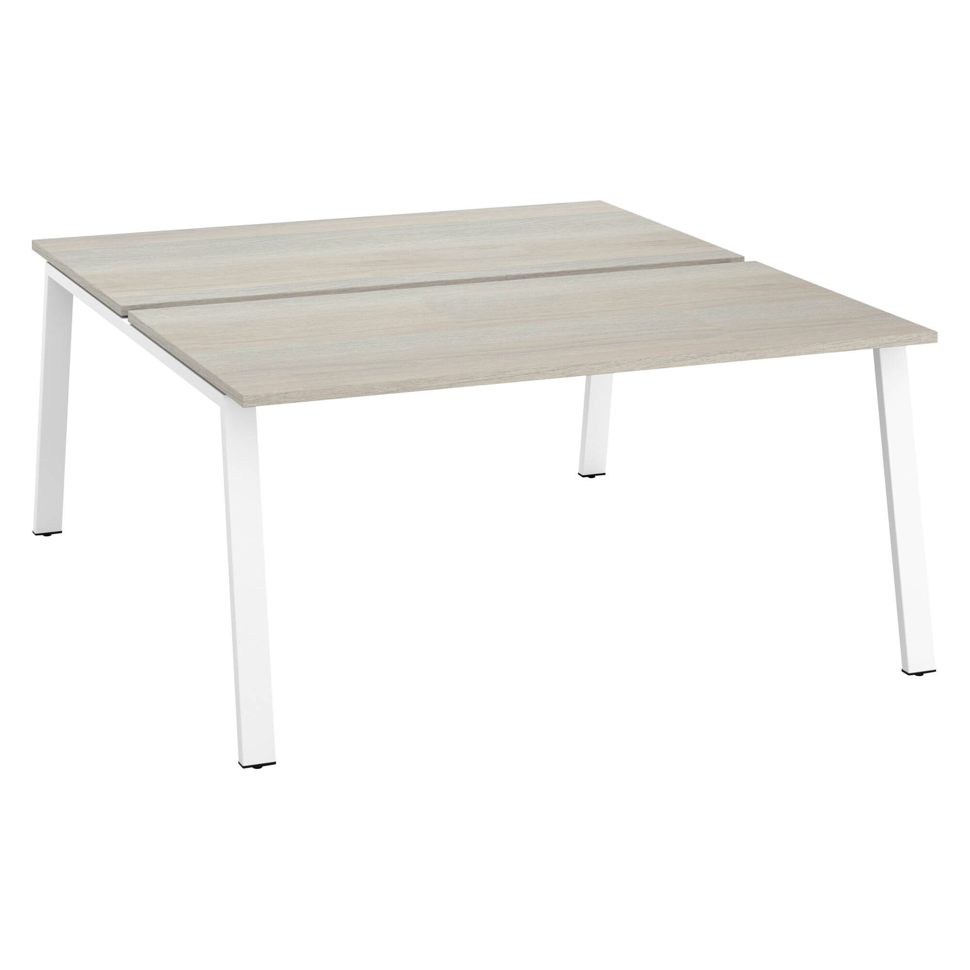 Pôle de 2 bureaux droits chêne gris L 160 x P 80 cm piétement métal - Arch