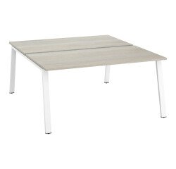 Pôle de 2 bureaux droits chêne gris L 160 x P 80 cm piétement métal - Arch