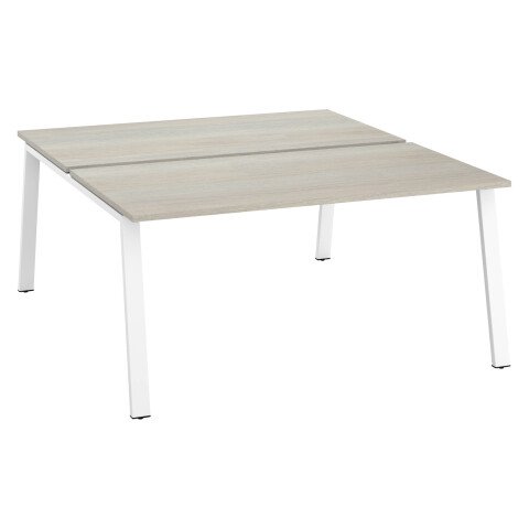 Conjunto de 2 mesas Ecla roble gris An 160 x Fon 80 cm patas metal blancas - elemento inicial
