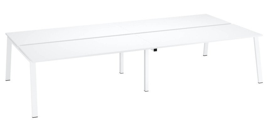 Pôle de 4 bureaux blanc L 360 x P 166 cm piètement métal - Arch
