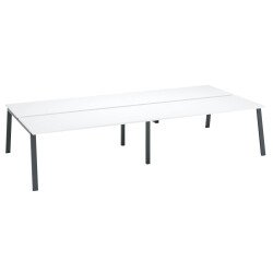 Pôle de 4 bureaux droits blanc L 180 x P 80 cm, piétement métal - Arch