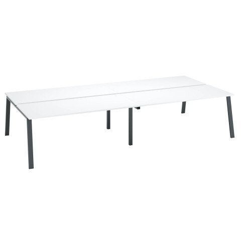 Conjunto de 4 mesas Ecla blancas An 180 x Fon 80 cm patas metal antracitas