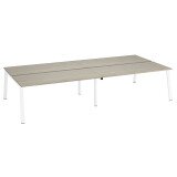 Pôle de 4 bureaux droits chêne gris L 180 x P 80 cm, piétement métal - Arch