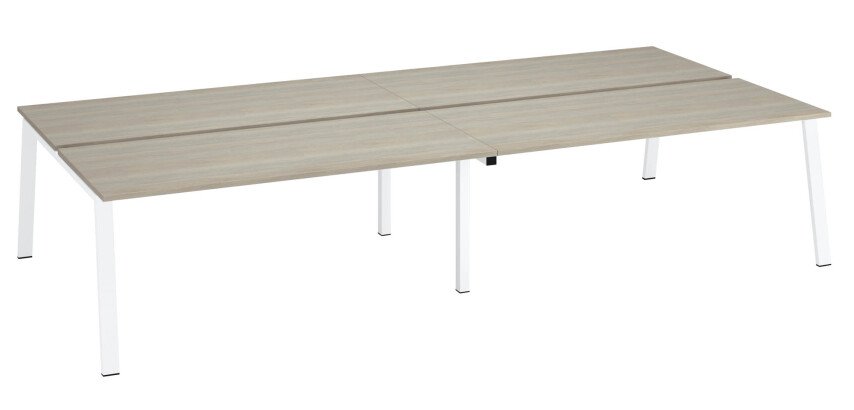 Pôle de 4 bureaux chêne gris L 360 x P 166 cm piètement métal - Arch