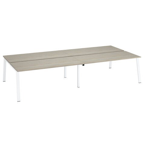 Conjunto de 4 mesas Ecla roble gris An 180 x Fon 80 cm patas metal blancas