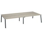 Pôle de 4 bureaux chêne gris L 360 x P 166 cm piètement métal - Arch