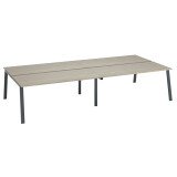Pôle de 4 bureaux droits chêne gris L 180 x P 80 cm, piétement métal - Arch