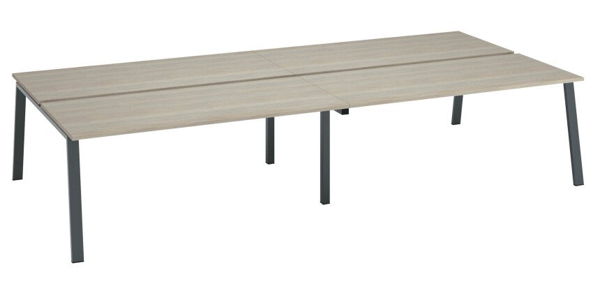 Pôle de 4 bureaux chêne gris L 360 x P 166 cm piètement métal - Arch