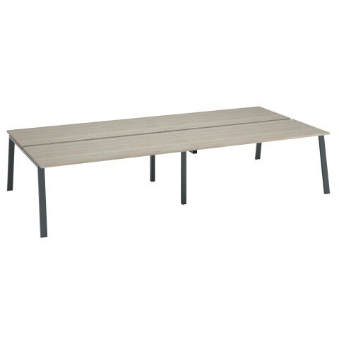 Conjunto de 4 mesas Ecla roble gris An 180 x Fon 80 cm patas metal antracita