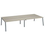 Pôle de 4 bureaux droits chêne gris L 180 x P 80 cm, piétement métal - Arch