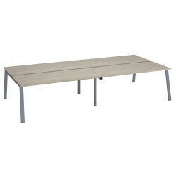 Pôle de 4 bureaux droits chêne gris L 180 x P 80 cm, piétement métal - Arch