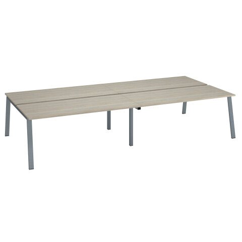 Conjunto de 4 mesas Ecla roble gris An 180 x Fon 80 cm patas metal aluminio