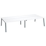 Pôle de 4 bureaux droits blanc L 180 x P 80 cm, piétement métal - Arch