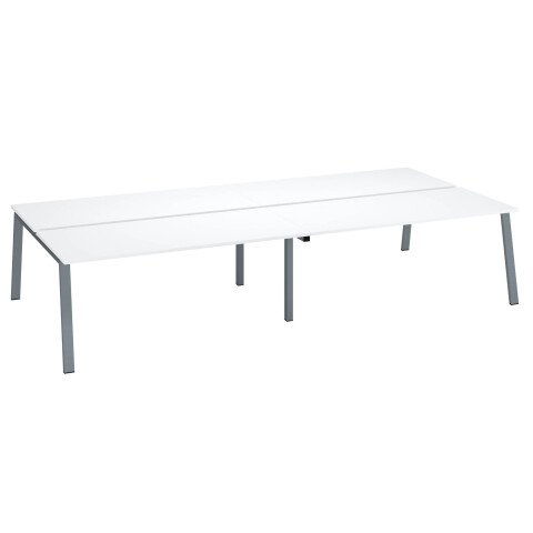 Conjunto de 4 mesas Ecla blancas An 180 x Fon 80 cm patas metal aluminio