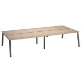 Pôle de 4 bureaux droits chêne clair L 180 x P 80 cm, piétement métal - Arch