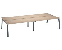 Pôle de 4 bureaux chêne clair L 360 x P 166 cm piètement métal - Arch