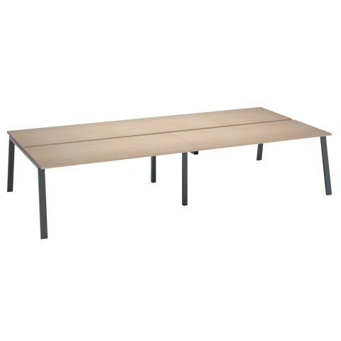 Conjunto de 4 mesas Ecla roble claro An 180 x Fon 80 cm patas metal antracitas