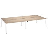 Pôle de 4 bureaux droits chêne clair L 180 x P 80 cm, piétement métal - Arch