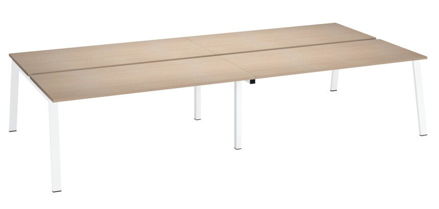 Pôle de 4 bureaux chêne clair L 360 x P 166 cm piètement métal - Arch