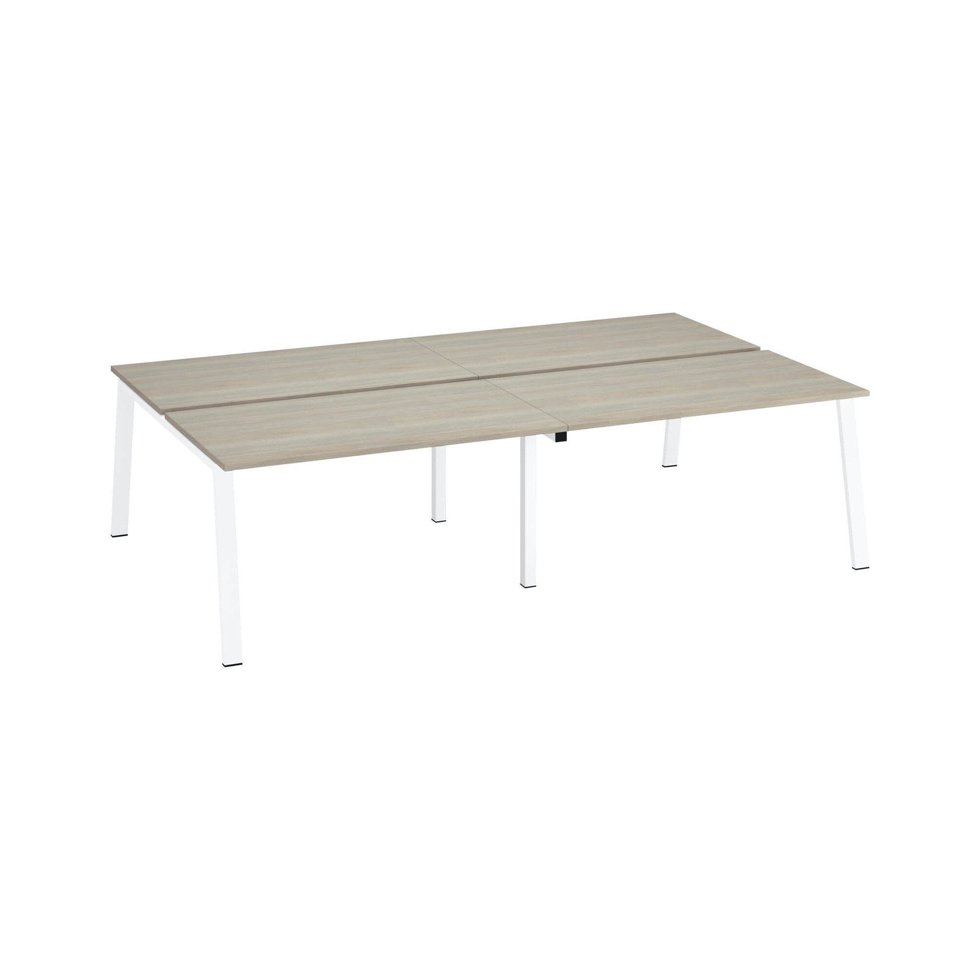 Pôle de 4 bureaux droits chêne gris L 140 x P 80 cm piétement métal - Arch